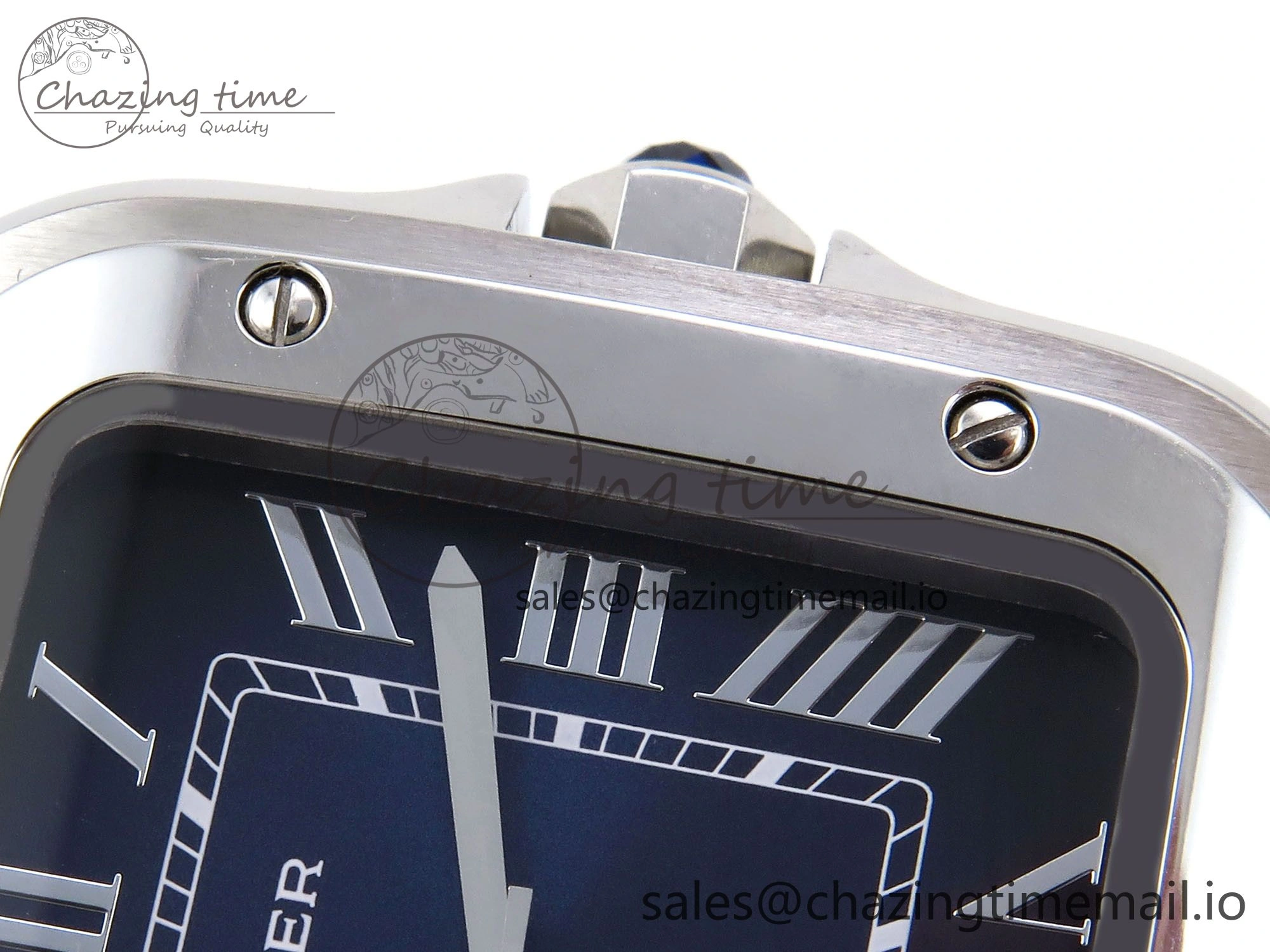 Santos de Cartier 35mm SS AF 1:1 Best Edition Blue Dial on SS SmartLinks Bracelet MIYOTA 9015
