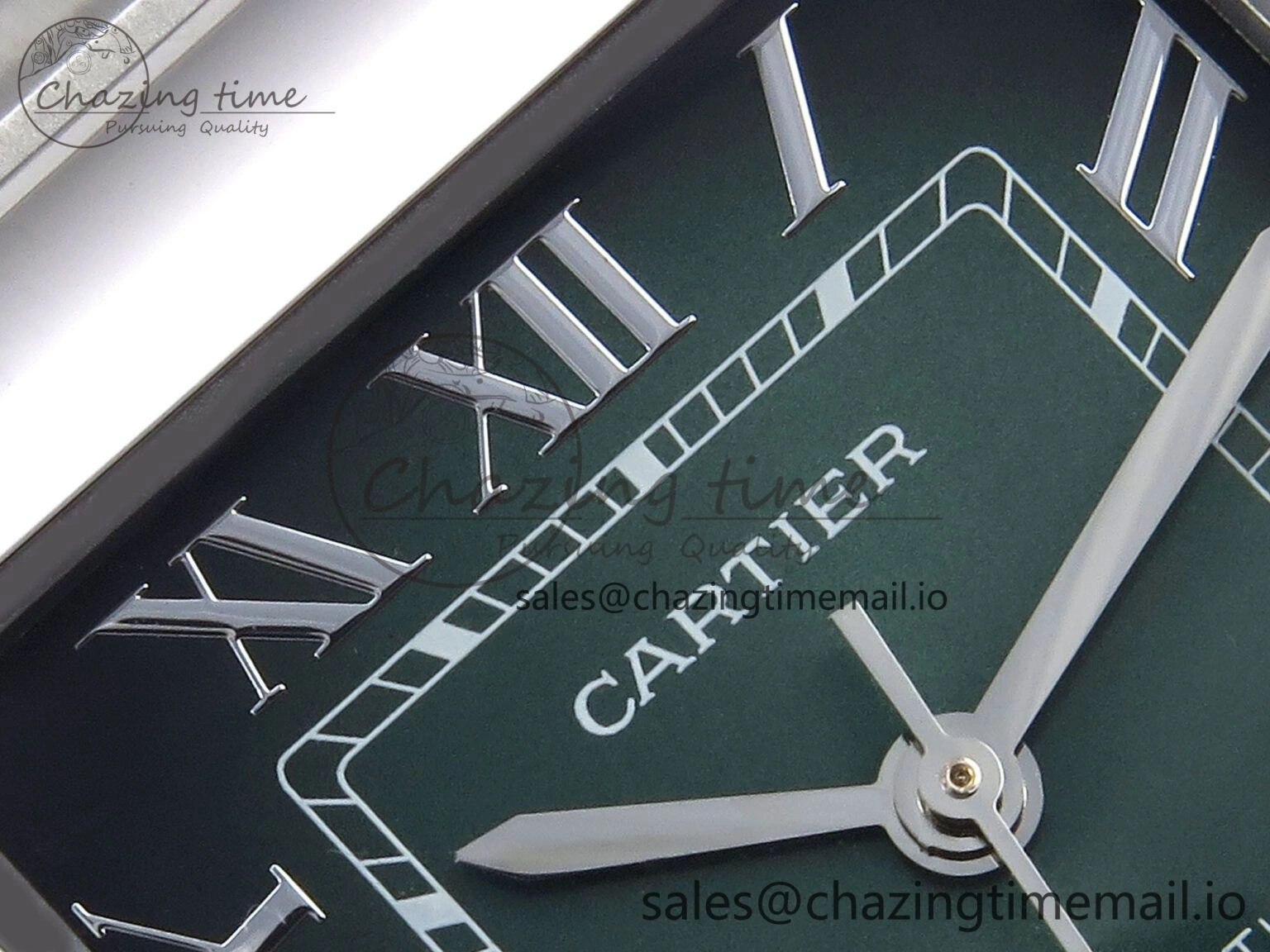 Santos de Cartier 35mm SS AF 1:1 Best Edition Green Dial on SS SmartLinks Bracelet MIYOTA 9015