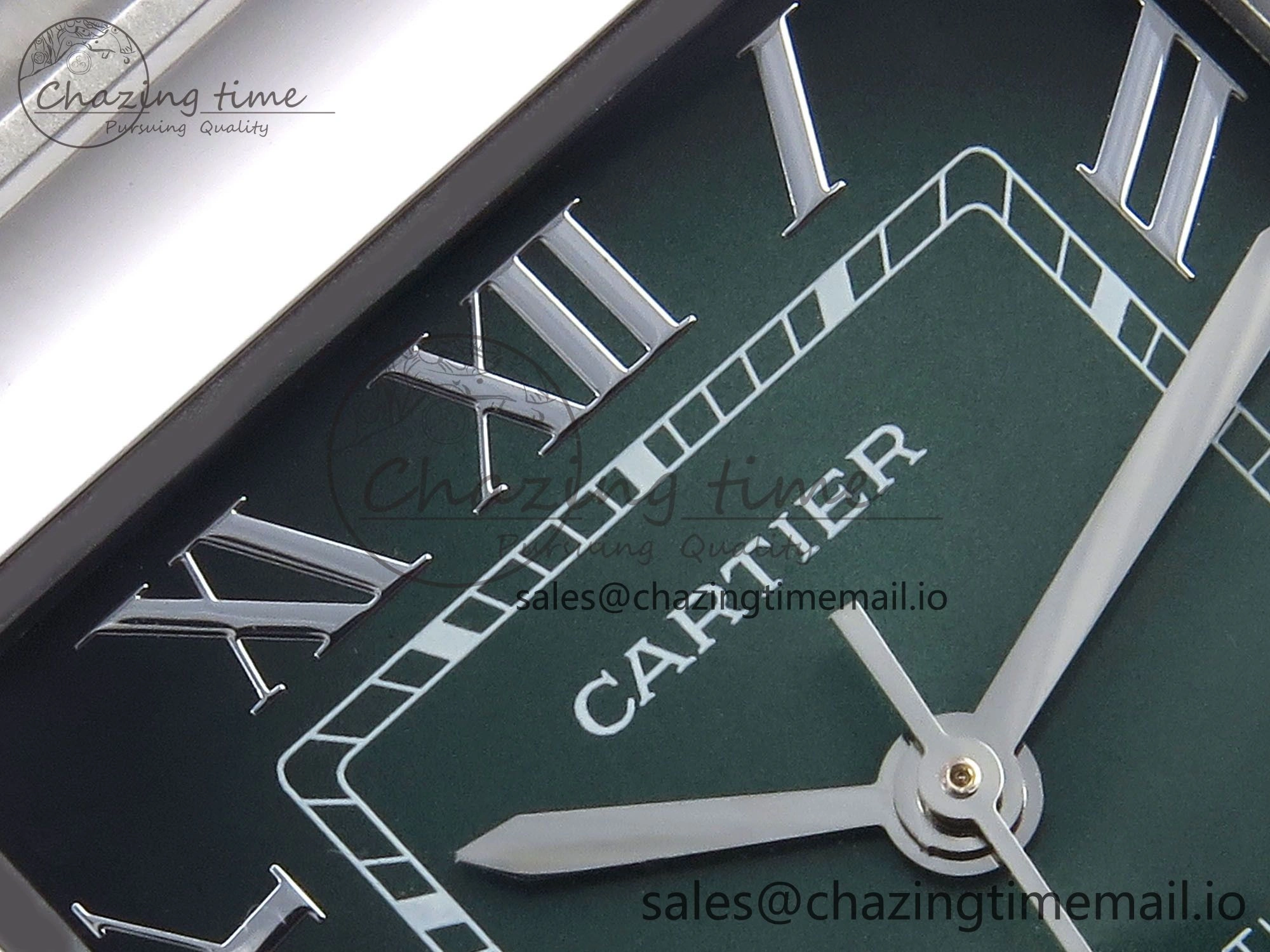 Santos de Cartier 35mm SS AF 1:1 Best Edition Green Dial on SS SmartLinks Bracelet MIYOTA 9015