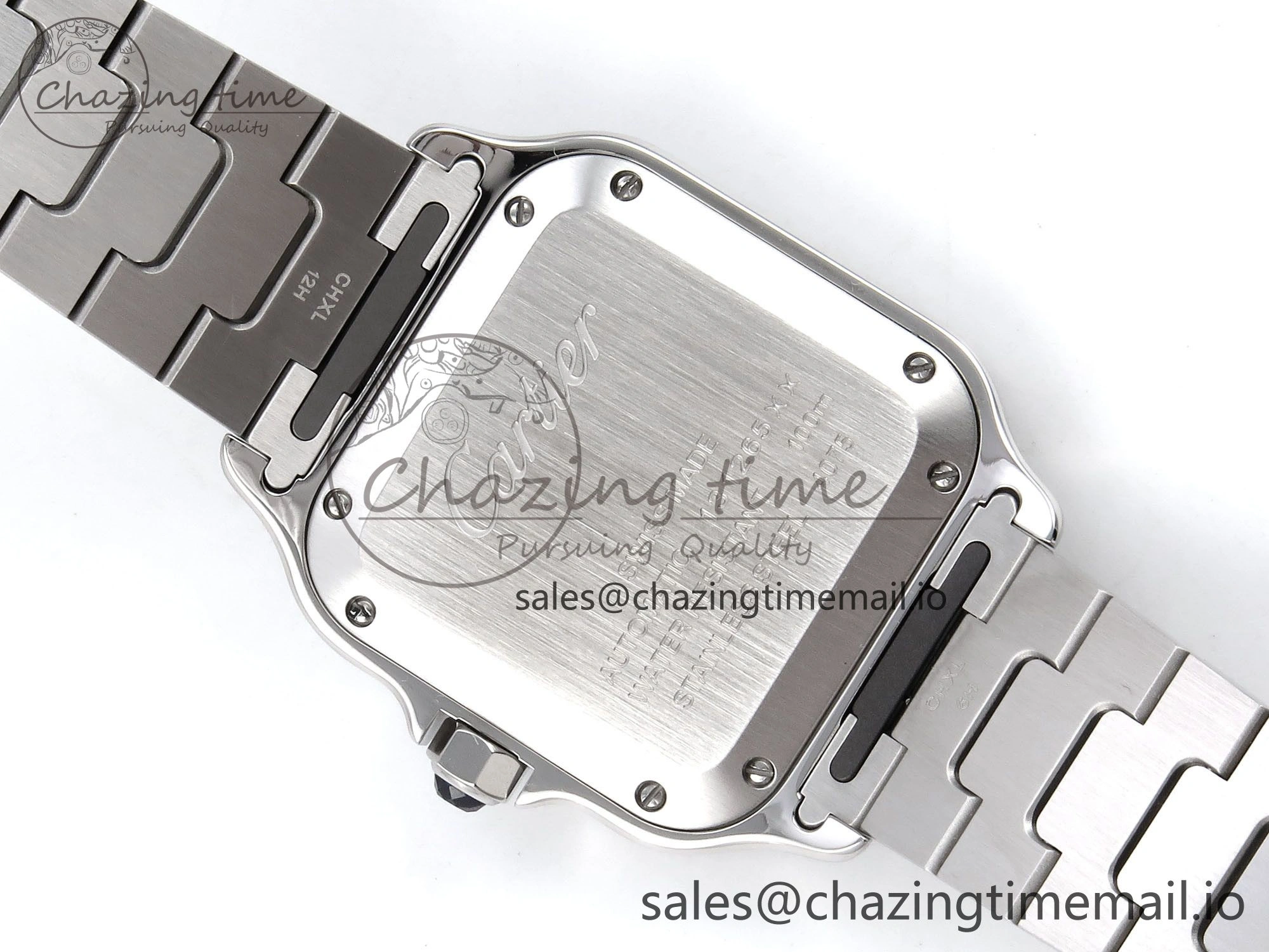 Santos de Cartier 35mm SS AF 1:1 Best Edition Green Dial on SS SmartLinks Bracelet MIYOTA 9015
