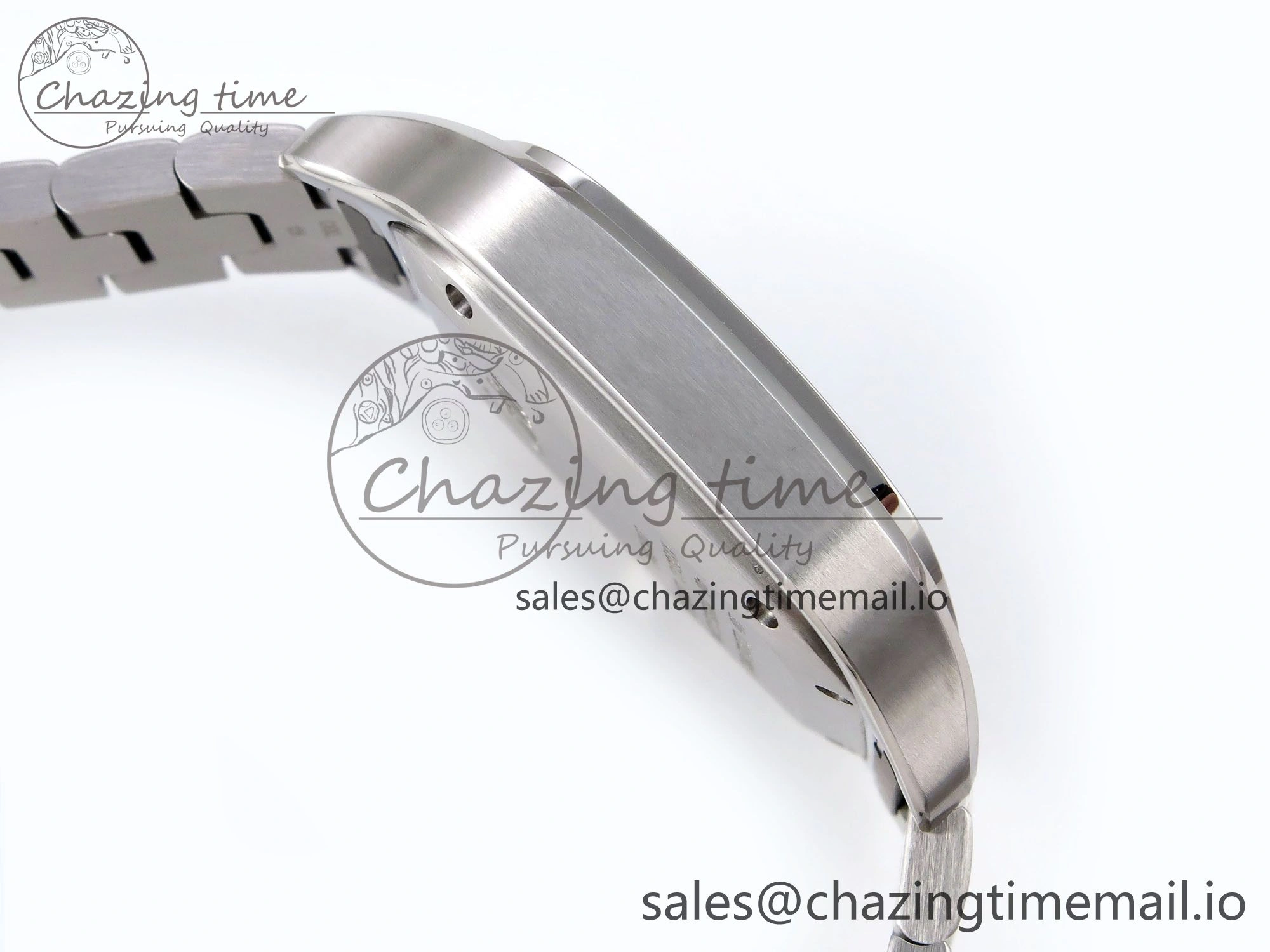 Santos de Cartier 35mm SS AF 1:1 Best Edition Green Dial on SS SmartLinks Bracelet MIYOTA 9015