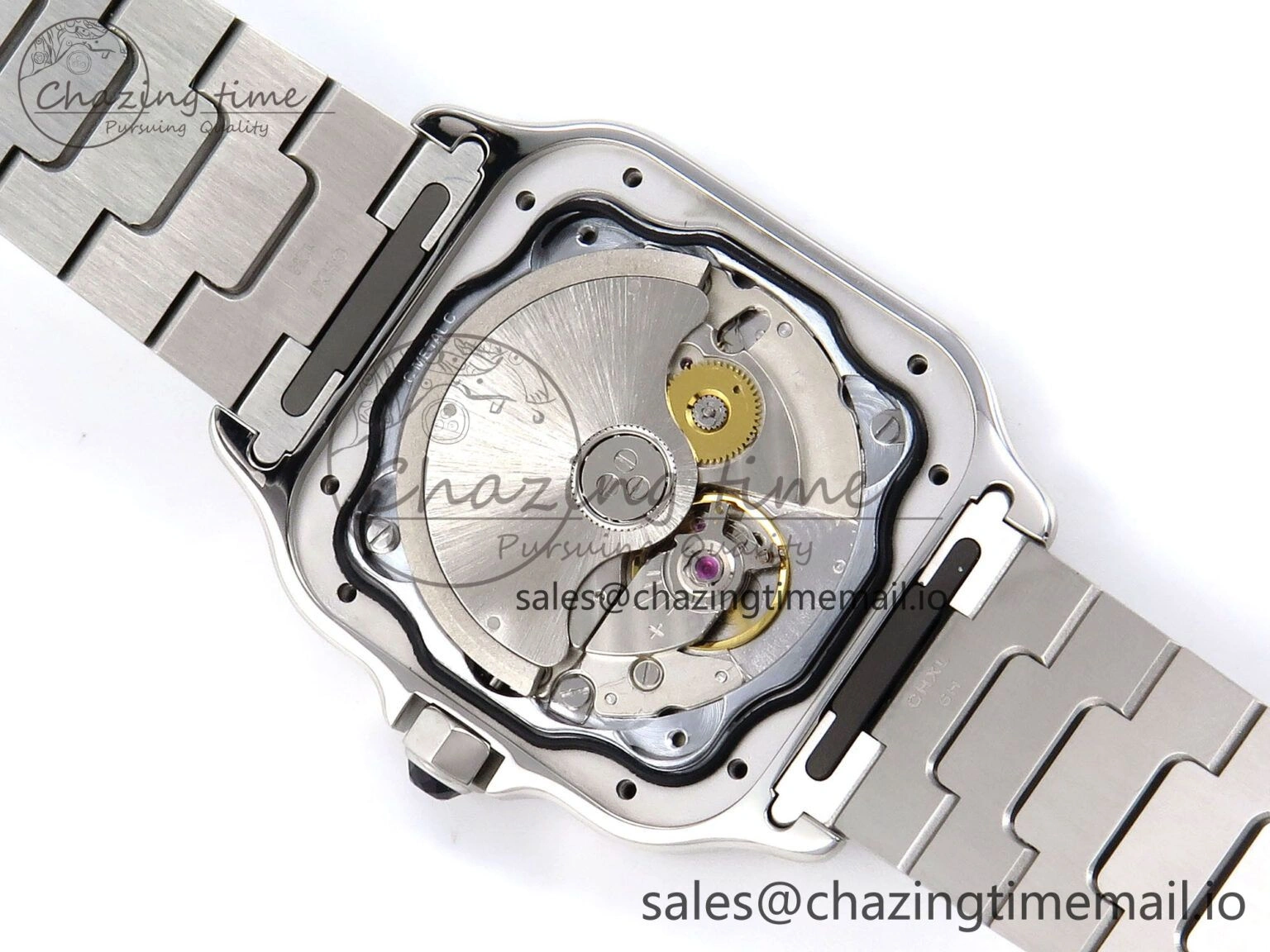 Santos de Cartier 35mm SS AF 1:1 Best Edition Green Dial on SS SmartLinks Bracelet MIYOTA 9015