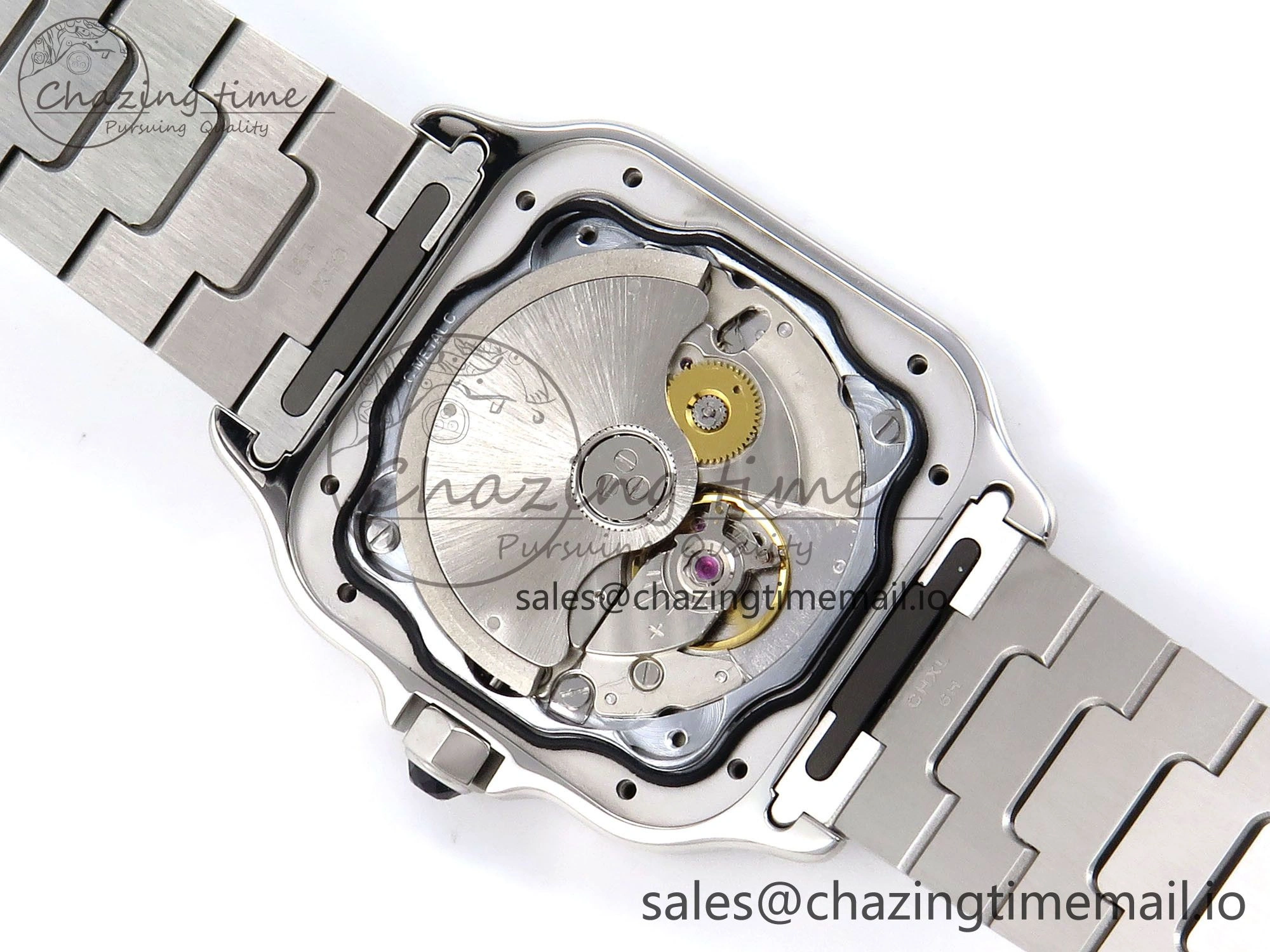 Santos de Cartier 35mm SS AF 1:1 Best Edition Green Dial on SS SmartLinks Bracelet MIYOTA 9015