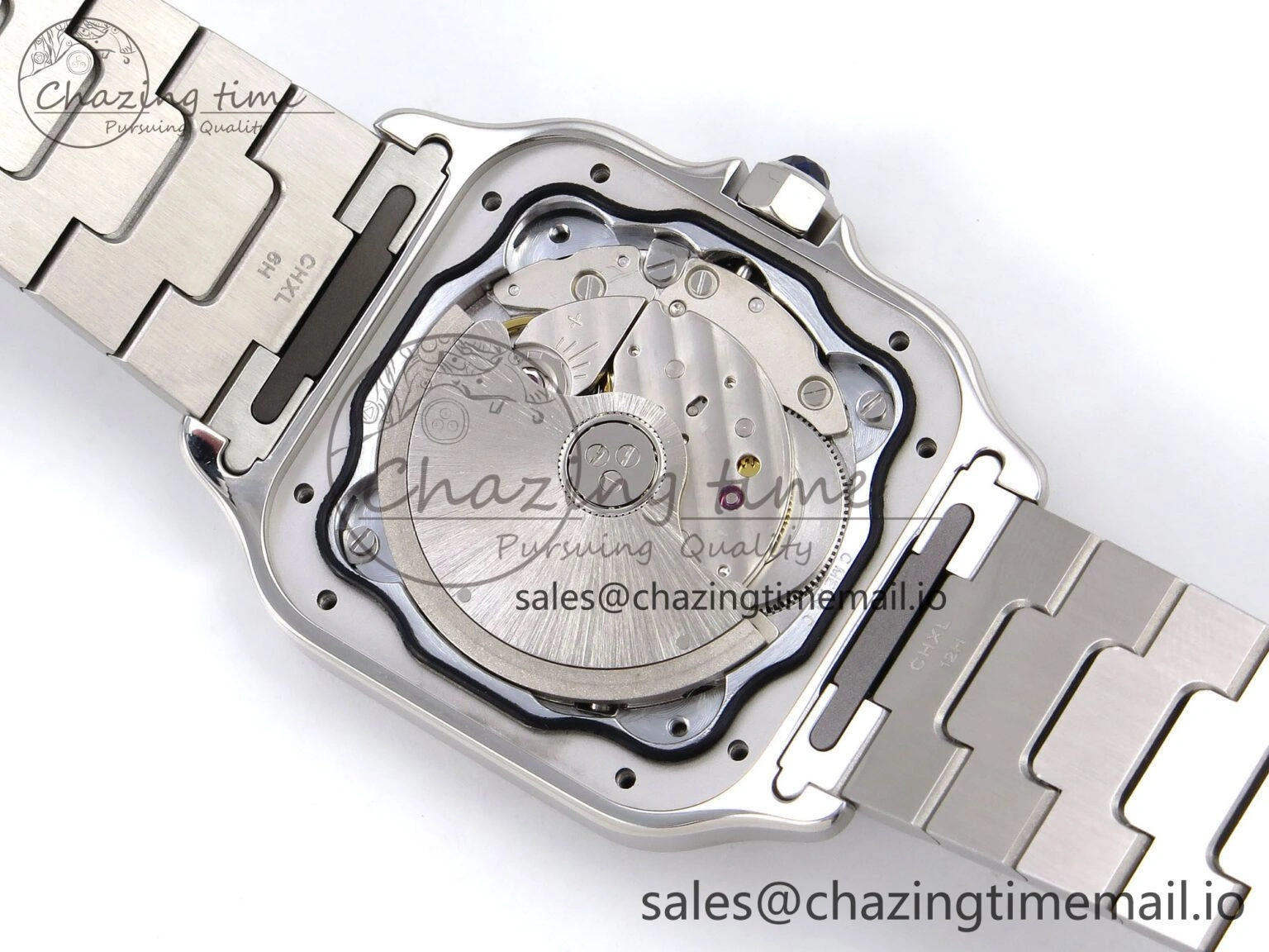 Santos de Cartier 35mm SS AF 1:1 Best Edition Green Dial on SS SmartLinks Bracelet MIYOTA 9015