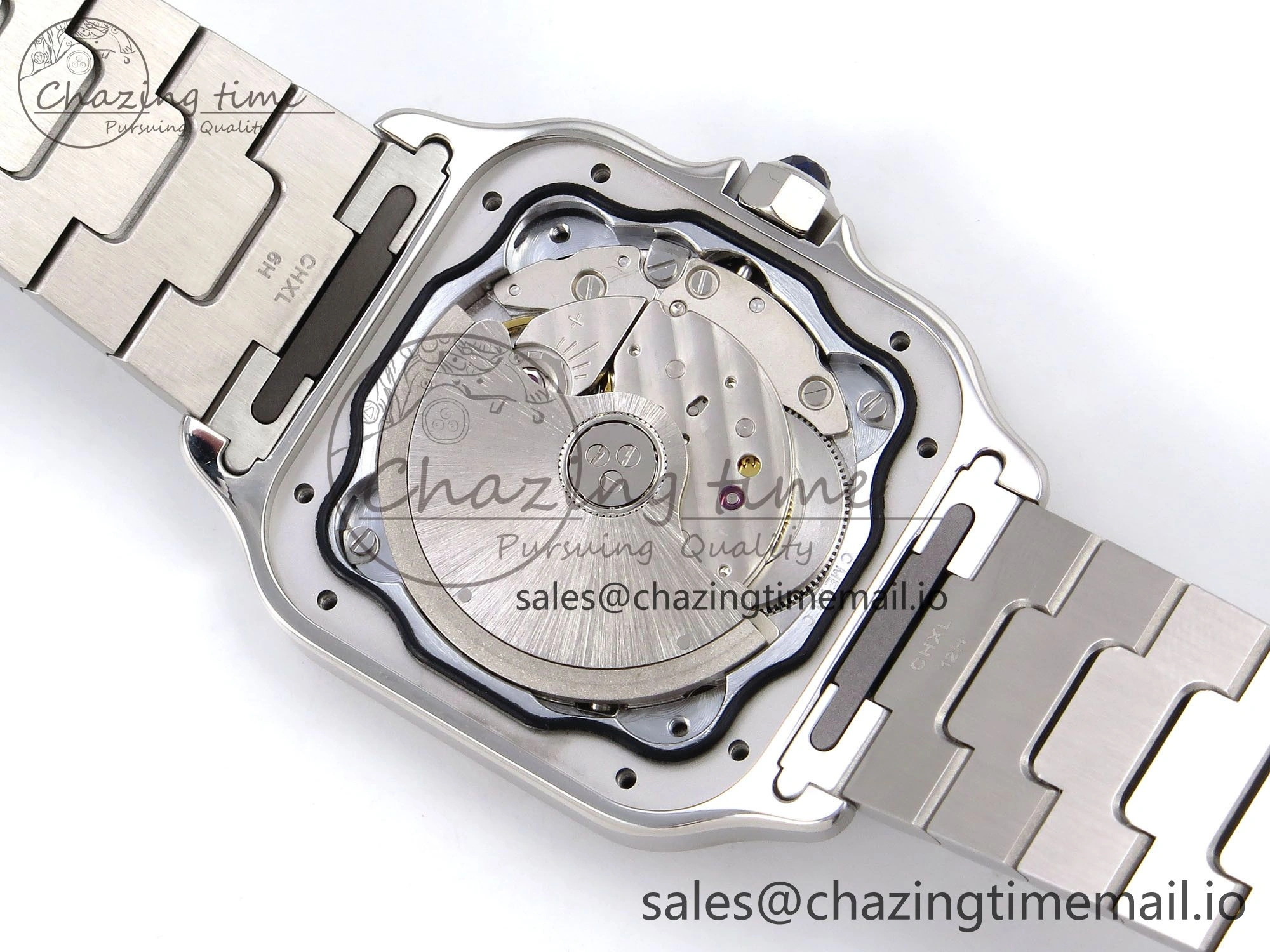 Santos de Cartier 35mm SS AF 1:1 Best Edition Green Dial on SS SmartLinks Bracelet MIYOTA 9015