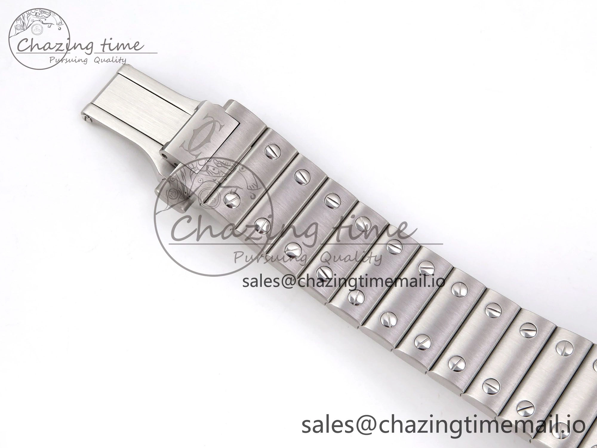 Santos de Cartier 35mm SS AF 1:1 Best Edition Green Dial on SS SmartLinks Bracelet MIYOTA 9015