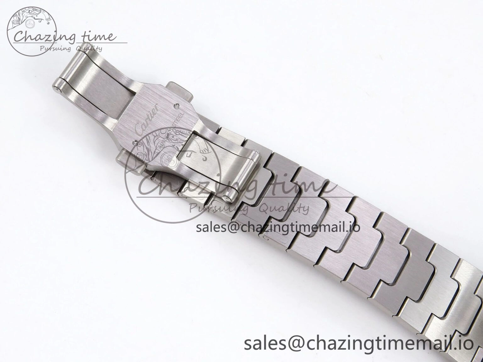 Santos de Cartier 35mm SS AF 1:1 Best Edition Green Dial on SS SmartLinks Bracelet MIYOTA 9015