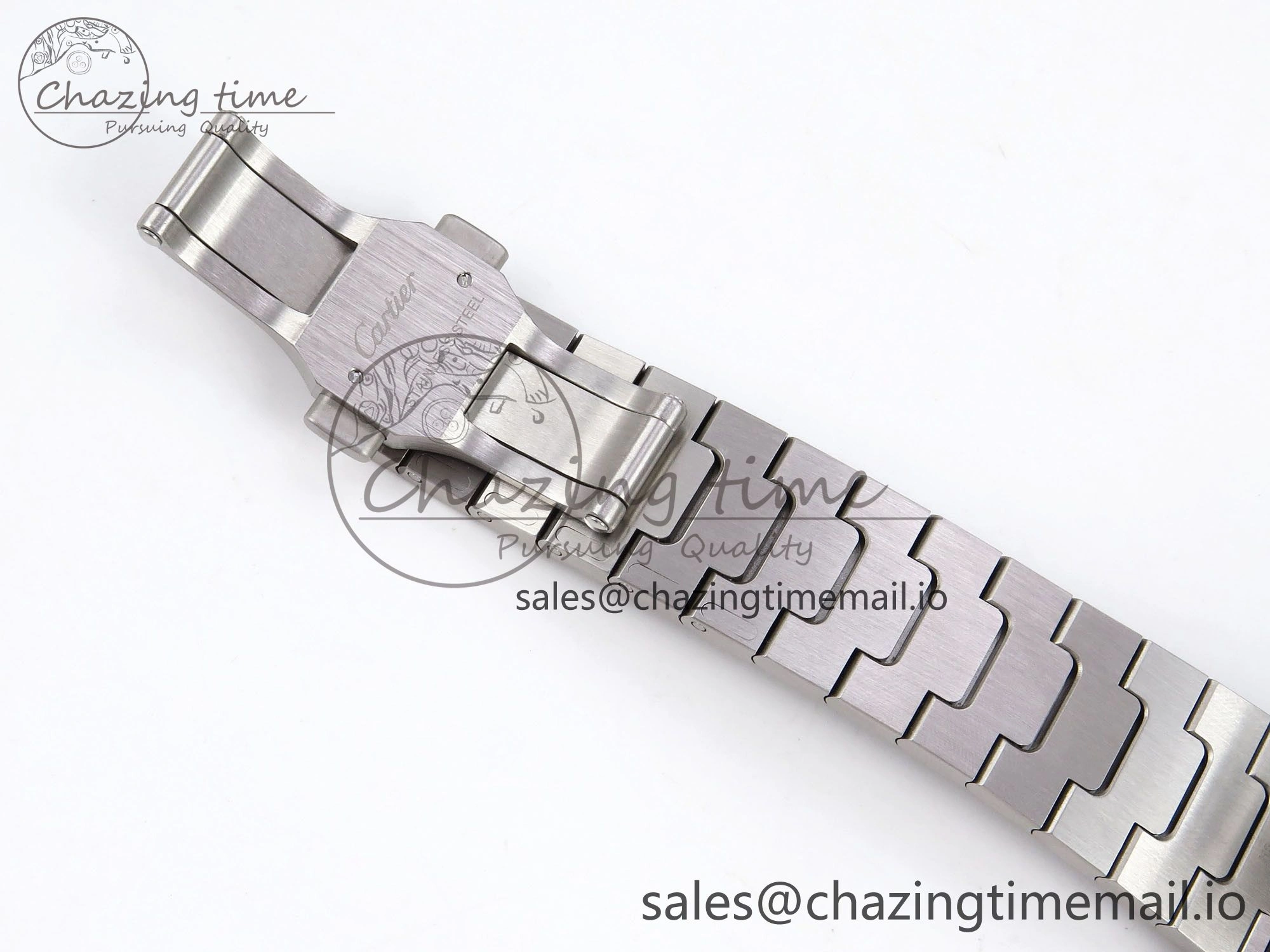 Santos de Cartier 35mm SS AF 1:1 Best Edition Green Dial on SS SmartLinks Bracelet MIYOTA 9015
