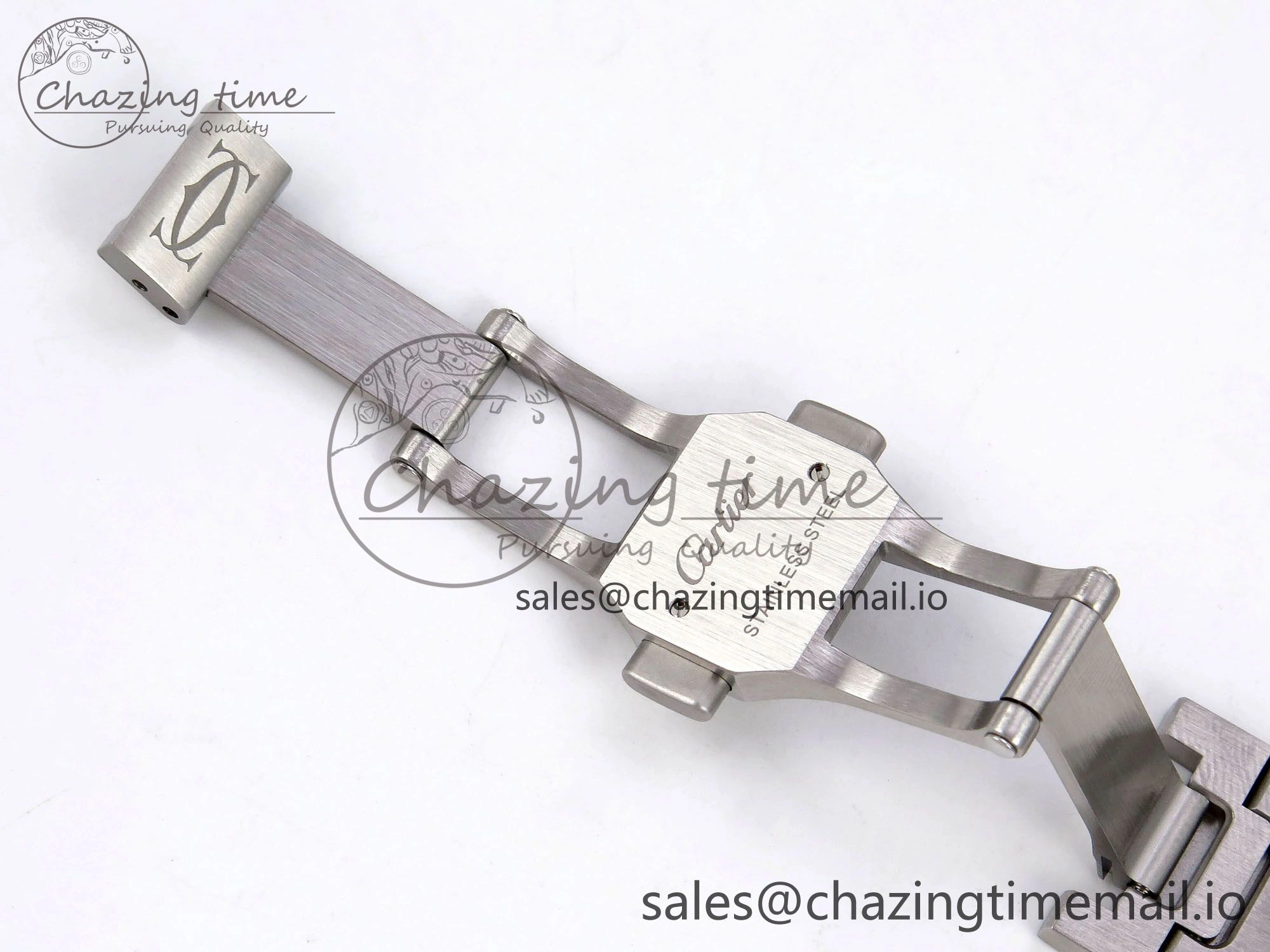 Santos de Cartier 35mm SS AF 1:1 Best Edition Green Dial on SS SmartLinks Bracelet MIYOTA 9015