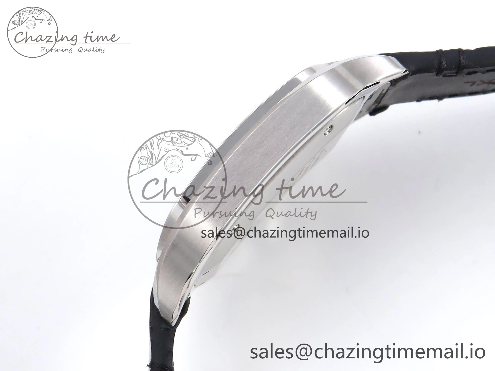 Santos de Cartier 35mm SS AF 1:1 Best Edition White Dial on Black Leather Strap MIYOTA 9015