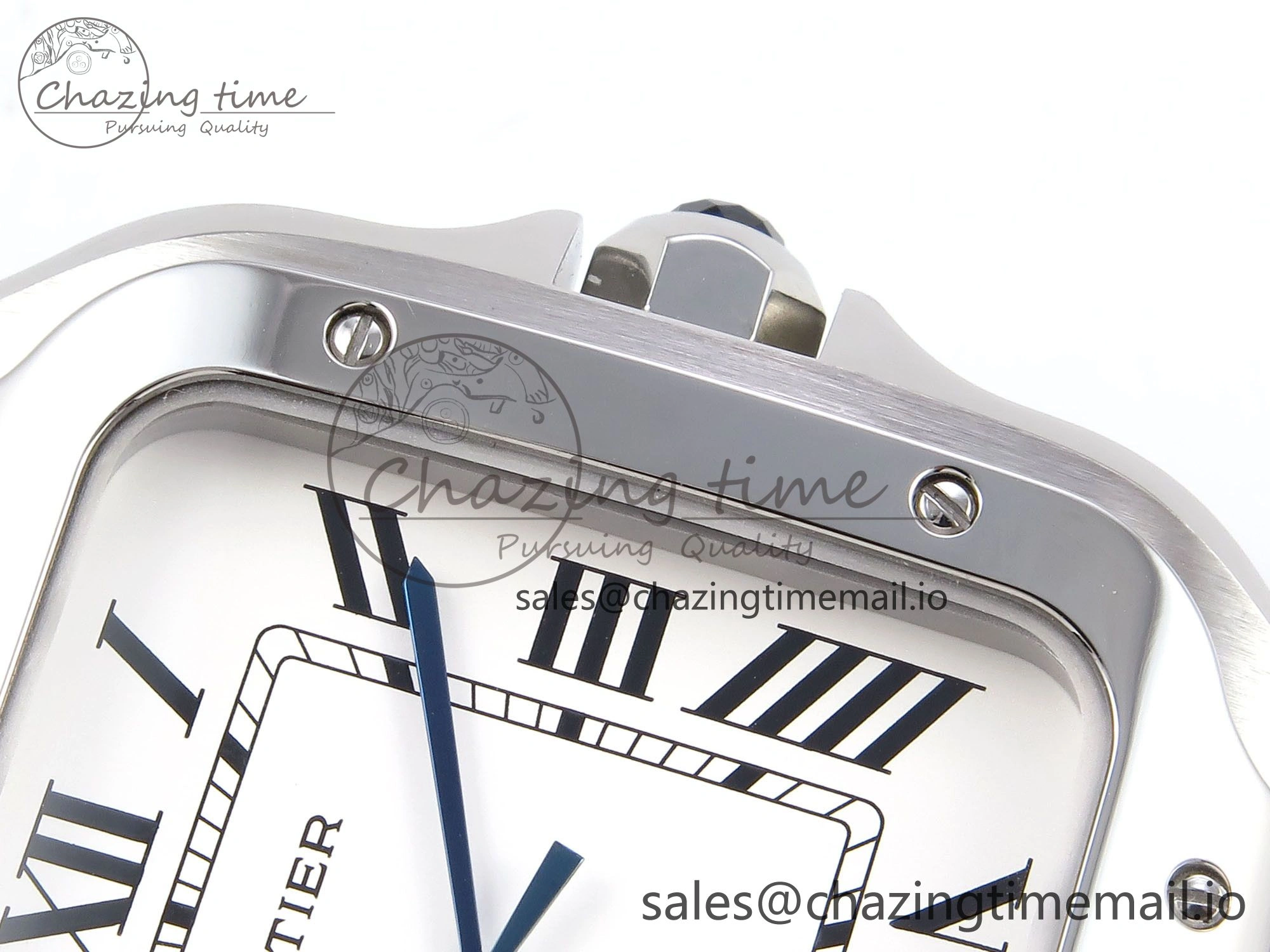 Santos de Cartier 35mm SS AF 1:1 Best Edition White Dial on Black Leather Strap MIYOTA 9015