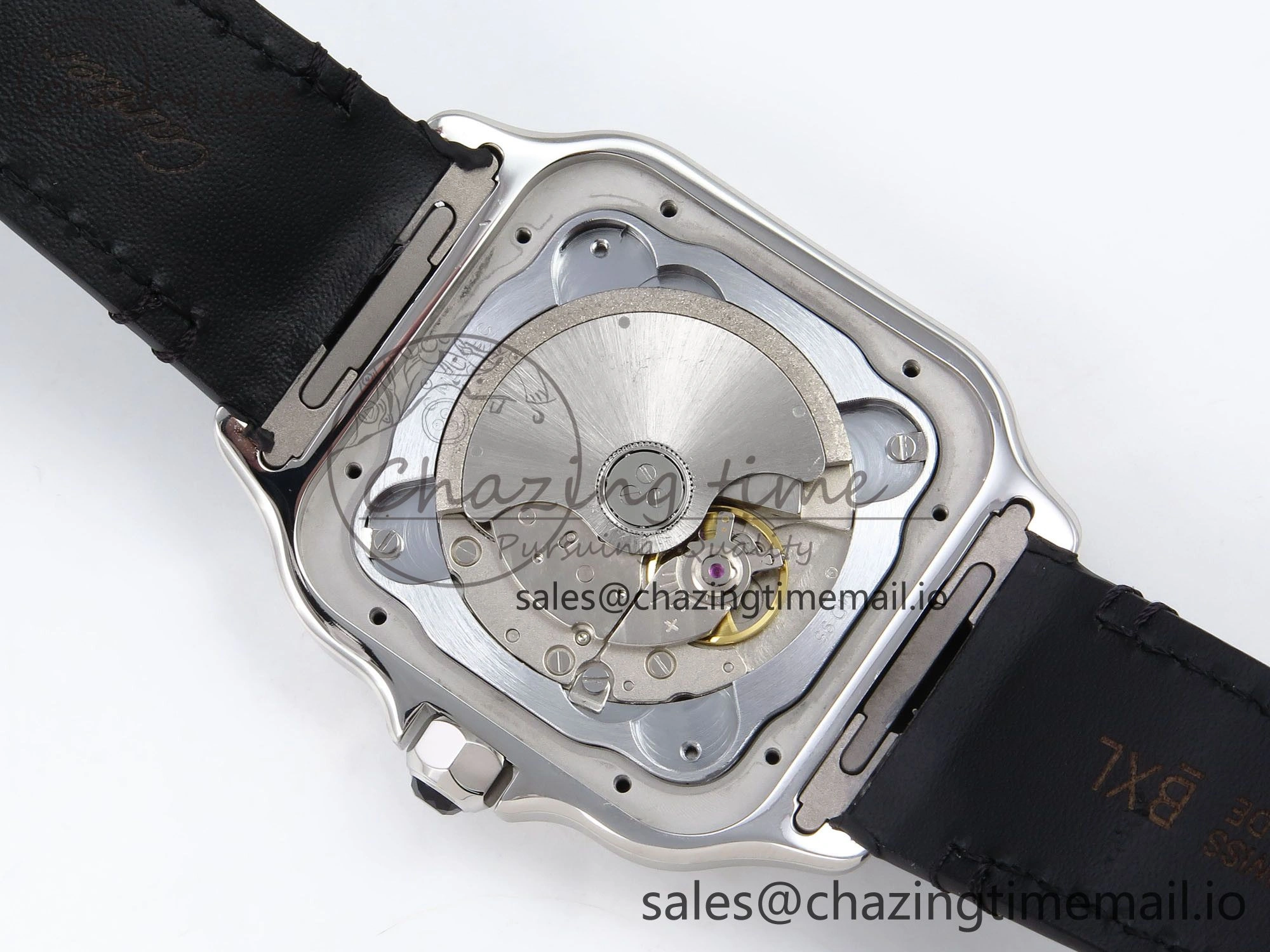 Santos de Cartier 35mm SS AF 1:1 Best Edition White Dial on Black Leather Strap MIYOTA 9015