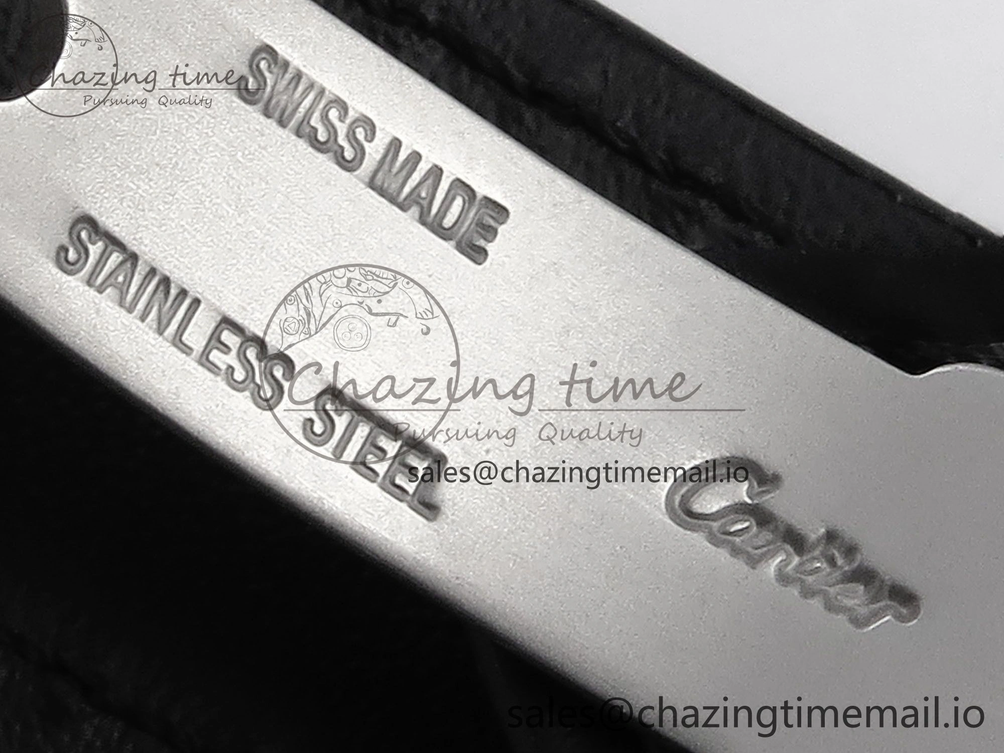 Santos de Cartier 35mm SS AF 1:1 Best Edition White Dial on Black Leather Strap MIYOTA 9015