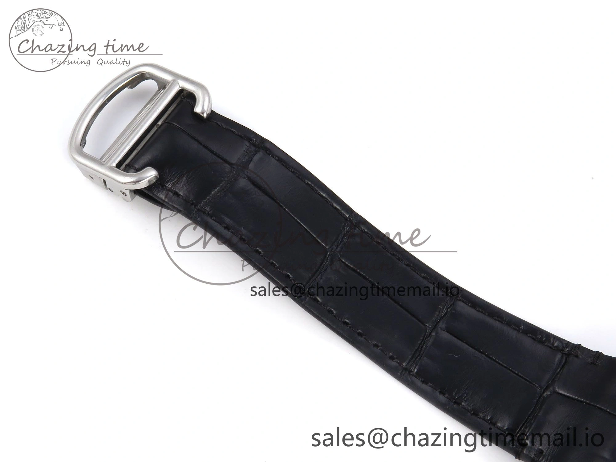 Santos de Cartier 35mm SS AF 1:1 Best Edition White Dial on Black Leather Strap MIYOTA 9015