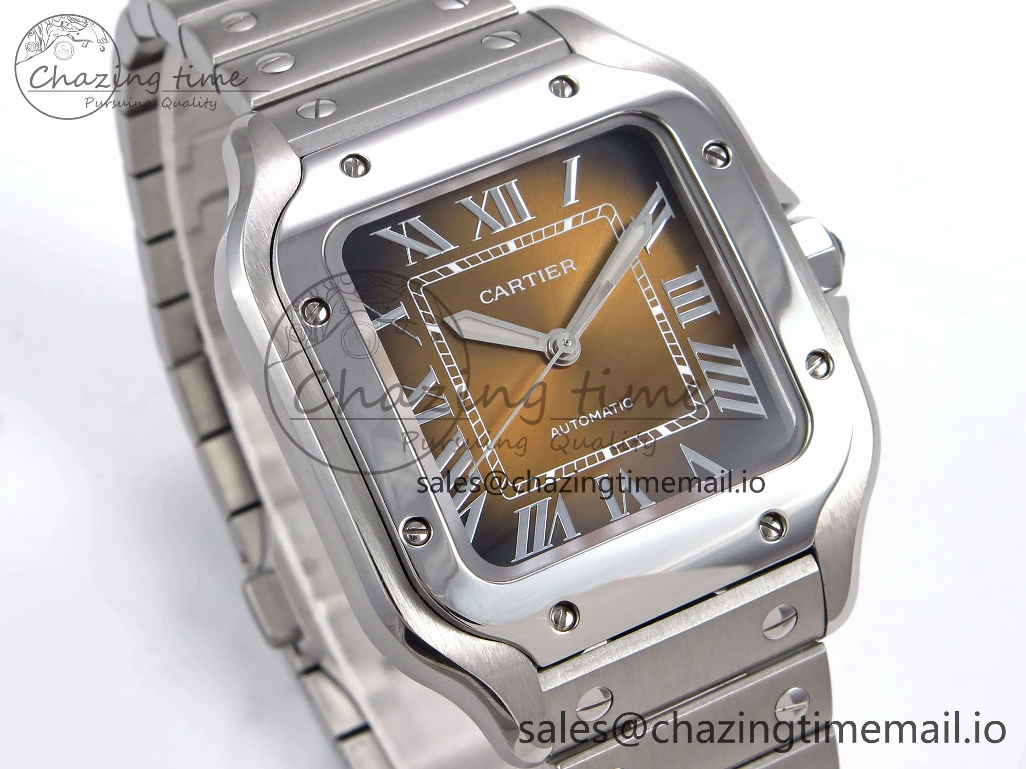 Santos de Cartier 35mm SS BVF 1:1 Best Edition Brown Dial on SS SmartLinks Bracelet MIYOTA 9015 V2