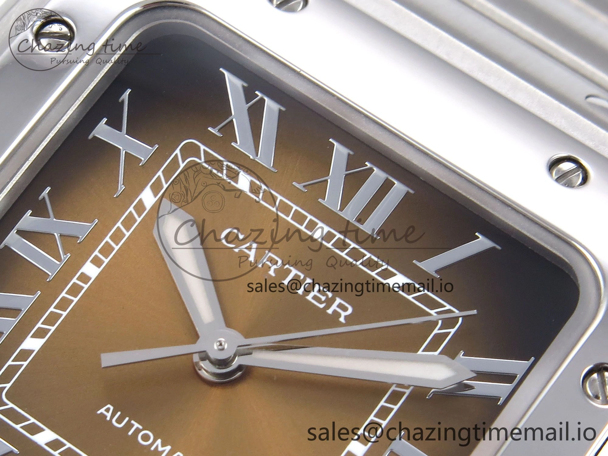 Santos de Cartier 35mm SS BVF 1:1 Best Edition Brown Dial on SS SmartLinks Bracelet MIYOTA 9015 V2
