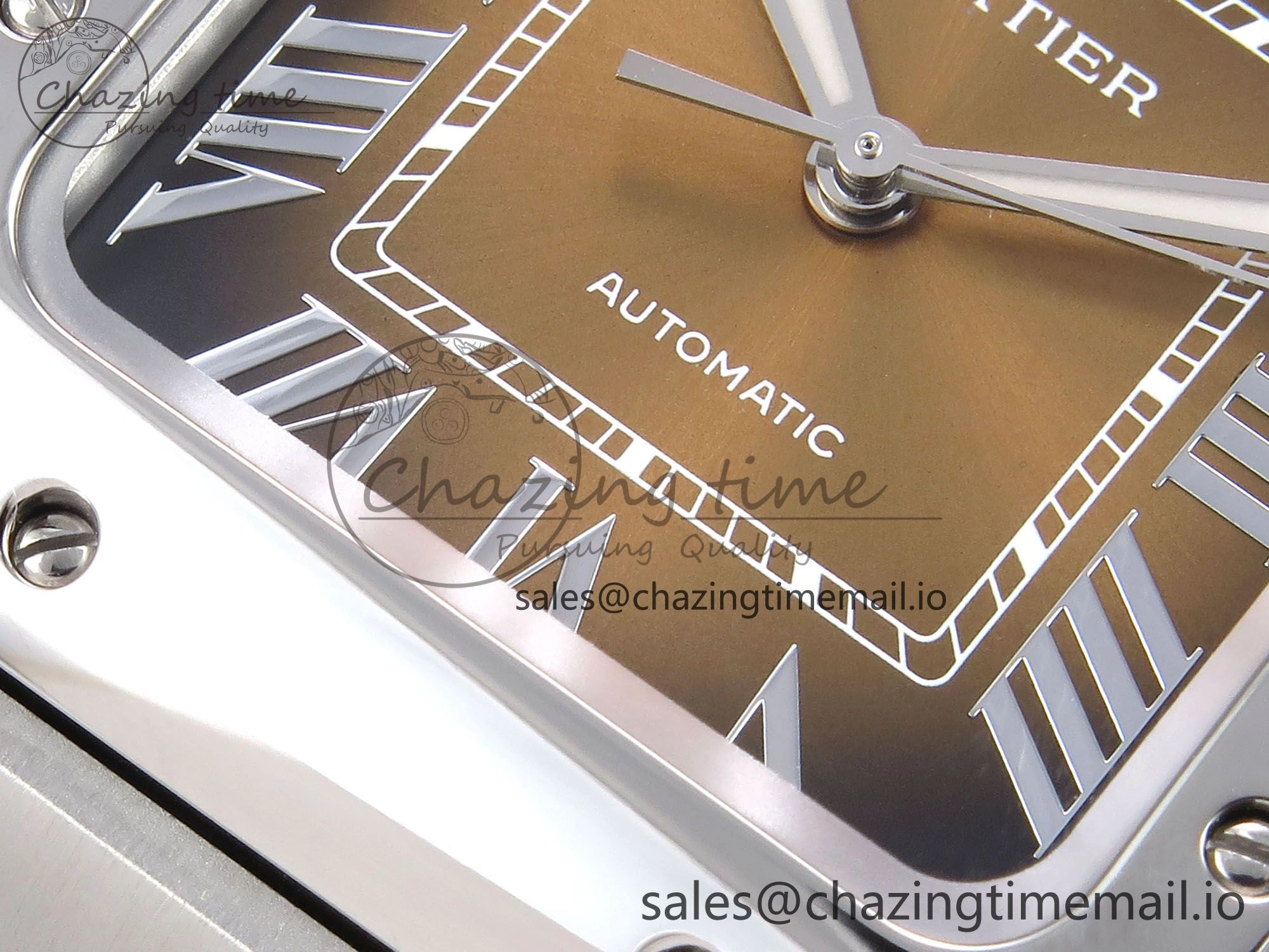 Santos de Cartier 35mm SS BVF 1:1 Best Edition Brown Dial on SS SmartLinks Bracelet MIYOTA 9015 V2