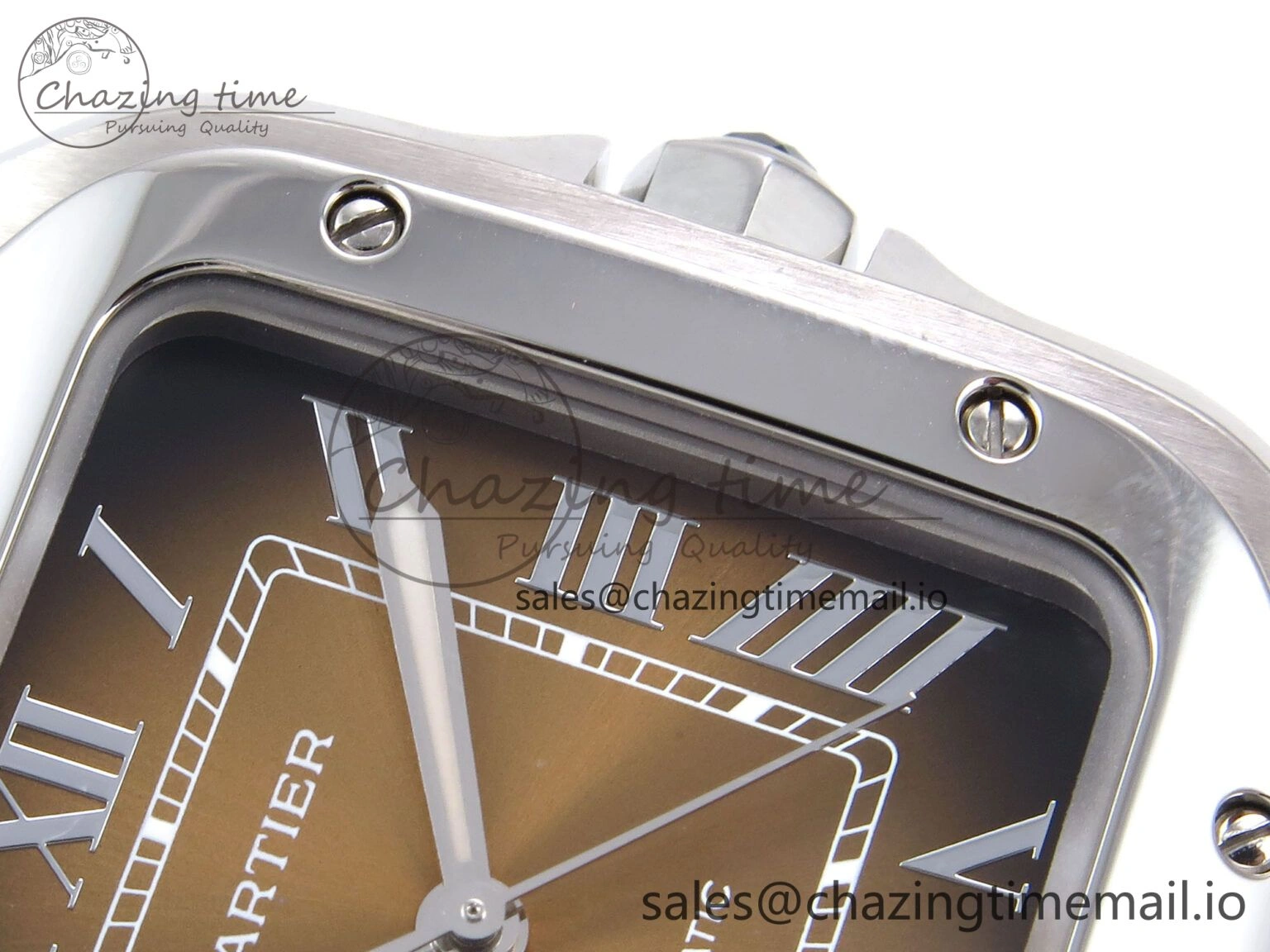 Santos de Cartier 35mm SS BVF 1:1 Best Edition Brown Dial on SS SmartLinks Bracelet MIYOTA 9015 V2