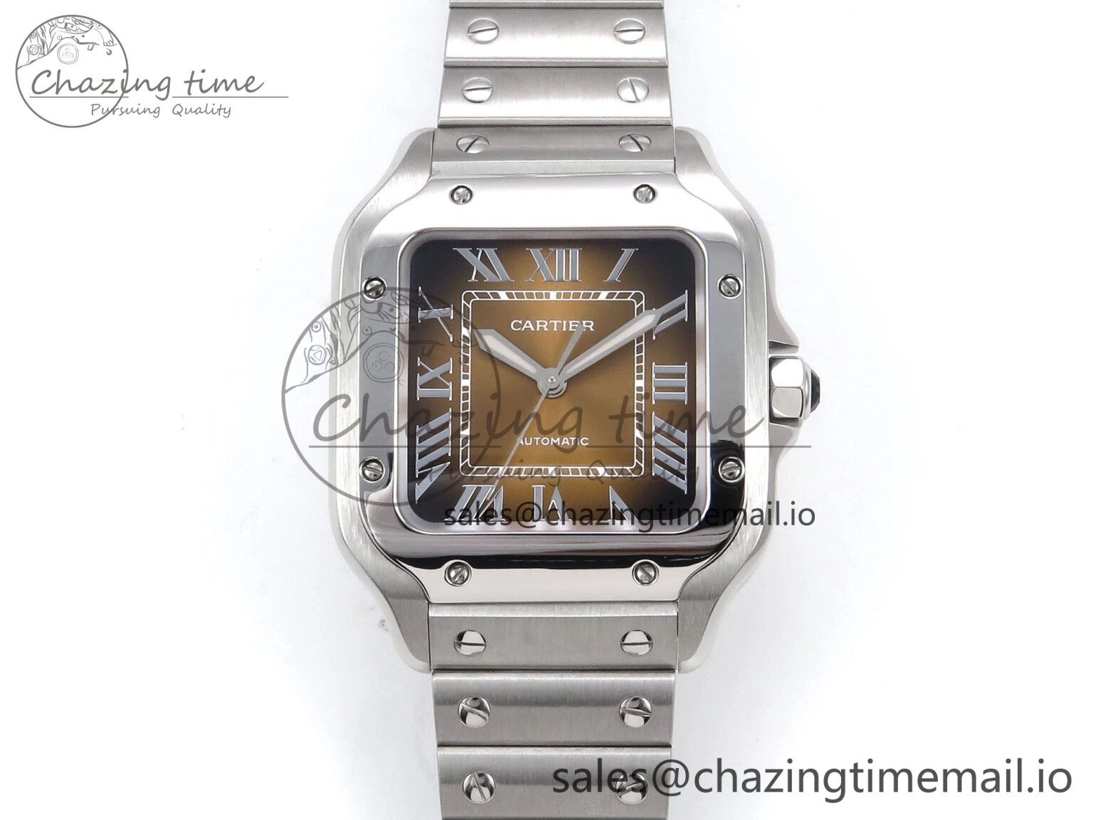 Santos de Cartier 35mm SS BVF 1:1 Best Edition Brown Dial on SS SmartLinks Bracelet MIYOTA 9015 V2