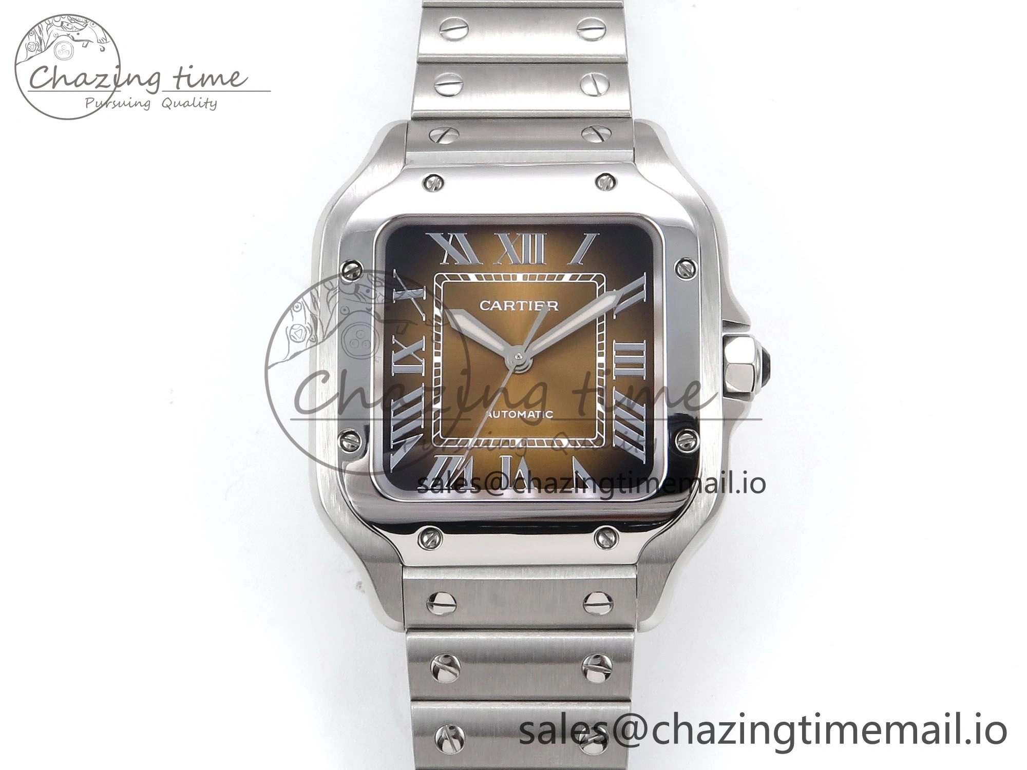 Santos de Cartier 35mm SS BVF 1:1 Best Edition Brown Dial on SS SmartLinks Bracelet MIYOTA 9015 V2