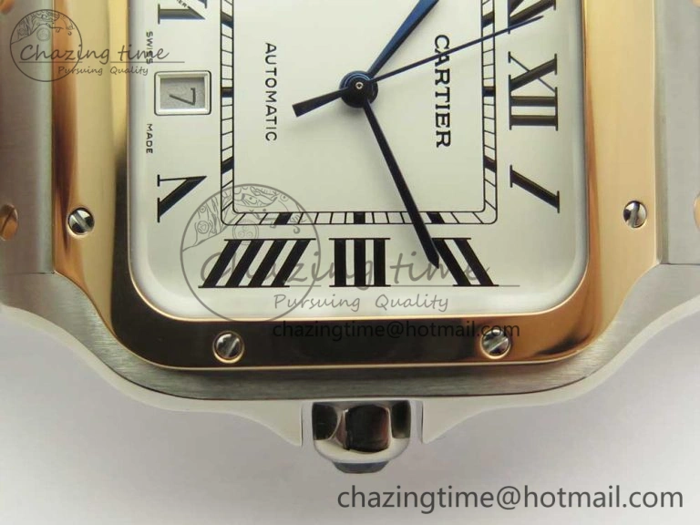 Santos de Cartier 40mm 2018 BVF 1:1 Best Edition RG Bezel White Dial on SS SmartLinks Bracelet MIYOTA 9015