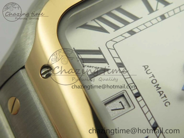 Santos de Cartier 40mm 2018 BVF 1:1 Best Edition RG Bezel White Dial on SS SmartLinks Bracelet MIYOTA 9015