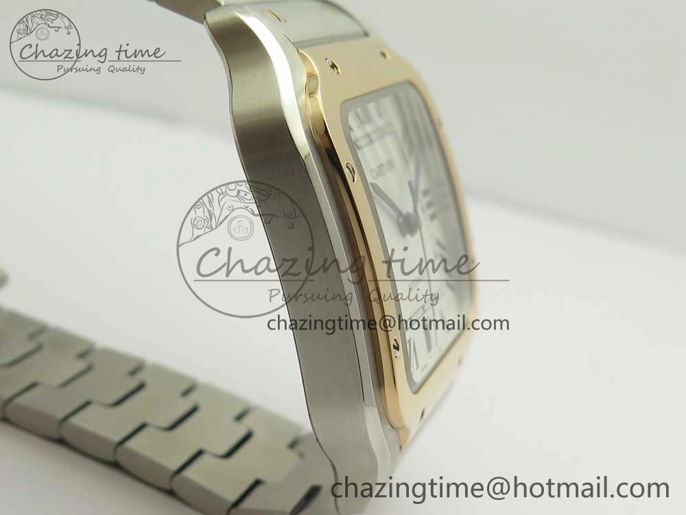 Santos de Cartier 40mm 2018 BVF 1:1 Best Edition RG Bezel White Dial on SS SmartLinks Bracelet MIYOTA 9015