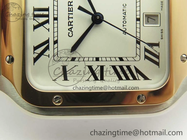 Santos de Cartier 40mm 2018 BVF 1:1 Best Edition RG Bezel White Dial on SS SmartLinks Bracelet MIYOTA 9015