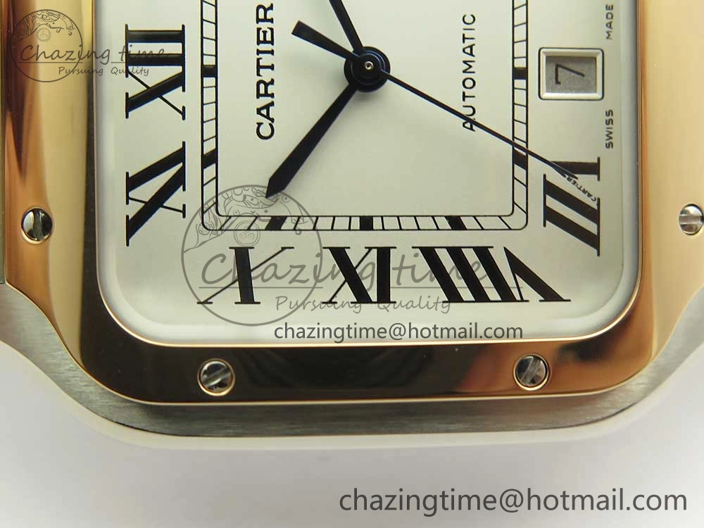 Santos de Cartier 40mm 2018 BVF 1:1 Best Edition RG Bezel White Dial on SS SmartLinks Bracelet MIYOTA 9015