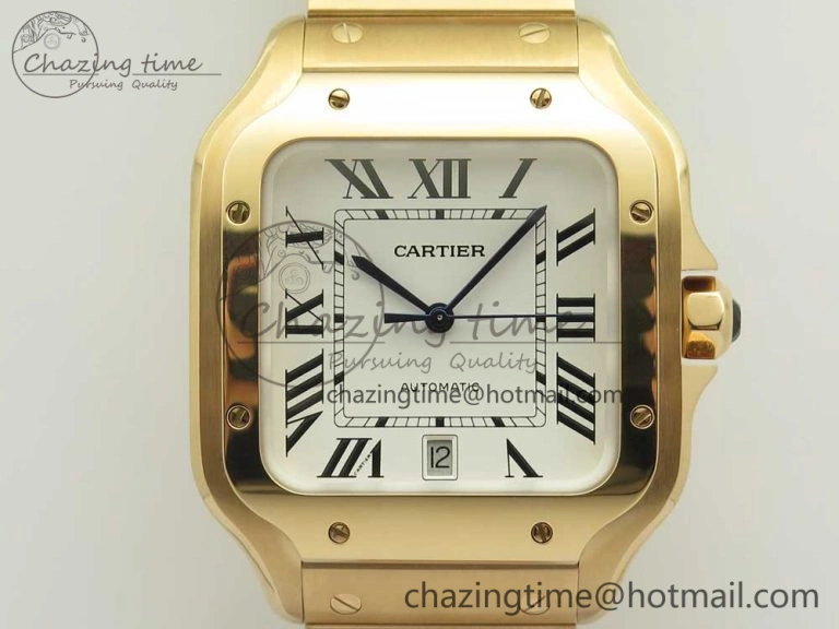 Santos de Cartier 40mm 2018 BVF 1:1 Best Edition RG White Dial on RG SmartLinks Bracelet MIYOTA 9015