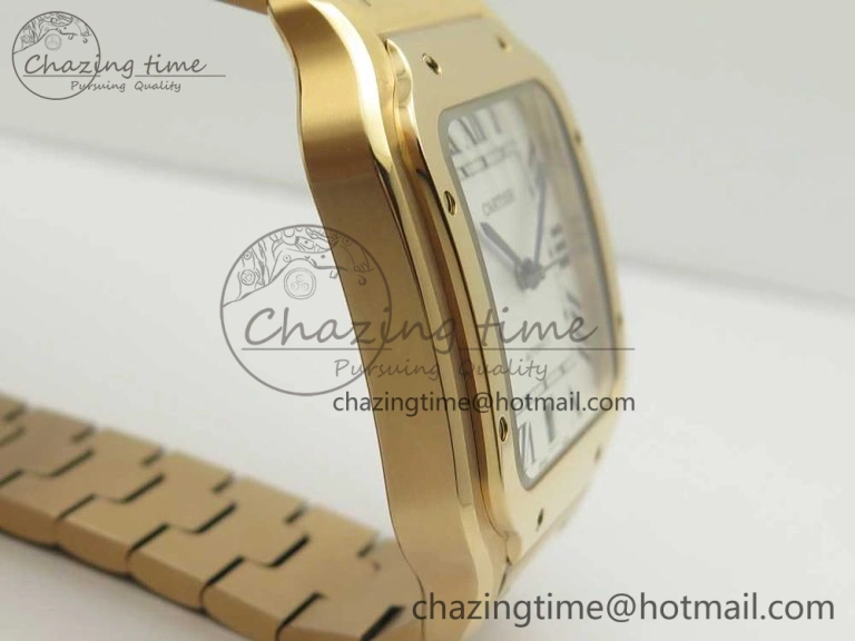 Santos de Cartier 40mm 2018 BVF 1:1 Best Edition RG White Dial on RG SmartLinks Bracelet MIYOTA 9015