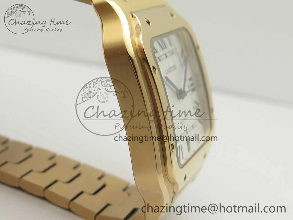 Santos de Cartier 40mm 2018 BVF 1:1 Best Edition RG White Dial on RG SmartLinks Bracelet MIYOTA 9015