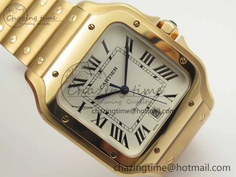 Santos de Cartier 40mm 2018 BVF 1:1 Best Edition RG White Dial on RG SmartLinks Bracelet MIYOTA 9015