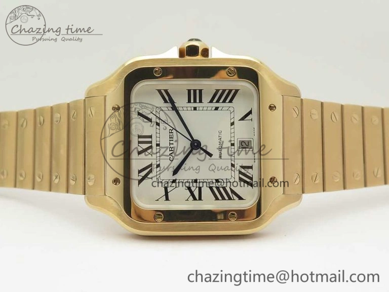 Santos de Cartier 40mm 2018 BVF 1:1 Best Edition RG White Dial on RG SmartLinks Bracelet MIYOTA 9015