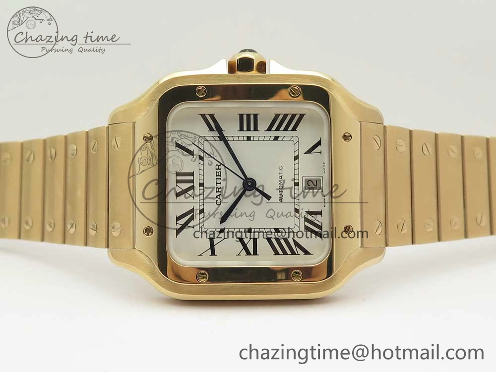 Santos de Cartier 40mm 2018 BVF 1:1 Best Edition RG White Dial on RG SmartLinks Bracelet MIYOTA 9015