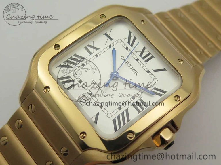 Santos de Cartier 40mm 2018 BVF 1:1 Best Edition RG White Dial on RG SmartLinks Bracelet MIYOTA 9015
