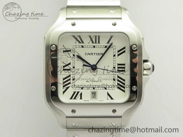Santos de Cartier 40mm 2018 BVF 1:1 Best Edition White Dial on SS SmartLinks Bracelet MIYOTA 9015