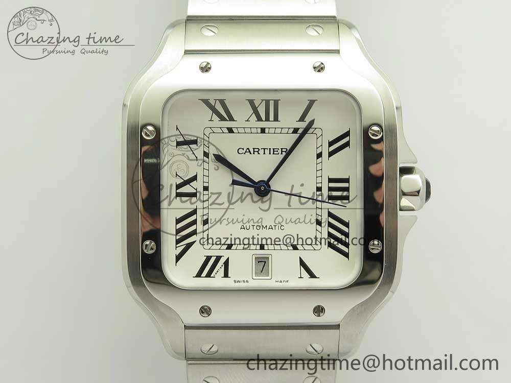 Santos de Cartier 40mm 2018 BVF 1:1 Best Edition White Dial on SS SmartLinks Bracelet MIYOTA 9015