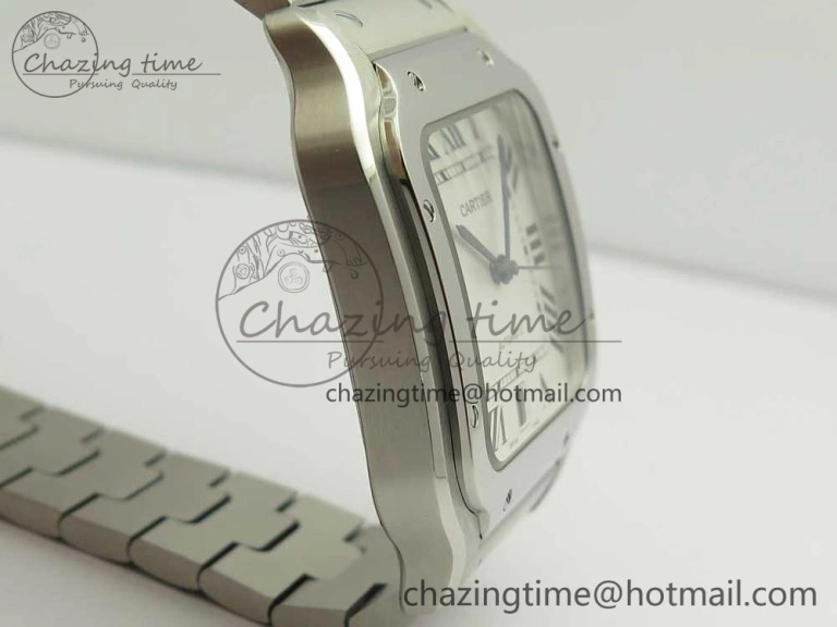 Santos de Cartier 40mm 2018 BVF 1:1 Best Edition White Dial on SS SmartLinks Bracelet MIYOTA 9015