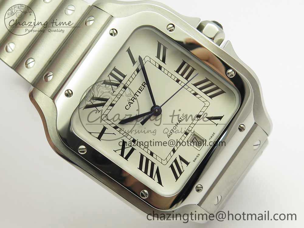 Santos de Cartier 40mm 2018 BVF 1:1 Best Edition White Dial on SS SmartLinks Bracelet MIYOTA 9015