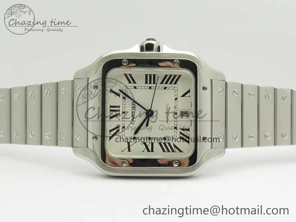 Santos de Cartier 40mm 2018 BVF 1:1 Best Edition White Dial on SS SmartLinks Bracelet MIYOTA 9015