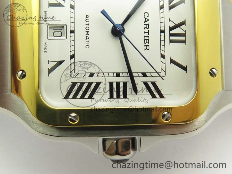 Santos de Cartier 40mm 2018 BVF 1:1 Best Edition YG Bezel White Dial on SS SmartLinks Bracelet MIYOTA 9015
