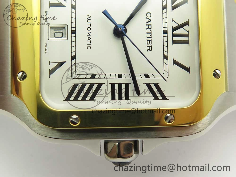 Santos de Cartier 40mm 2018 BVF 1:1 Best Edition YG Bezel White Dial on SS SmartLinks Bracelet MIYOTA 9015