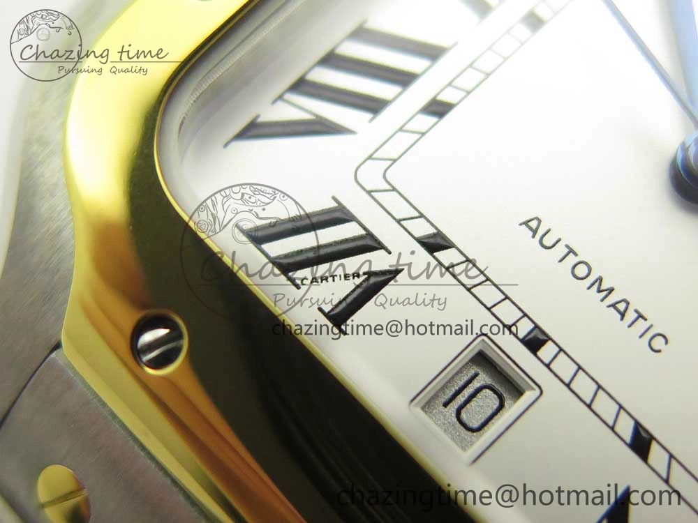 Santos de Cartier 40mm 2018 BVF 1:1 Best Edition YG Bezel White Dial on SS SmartLinks Bracelet MIYOTA 9015