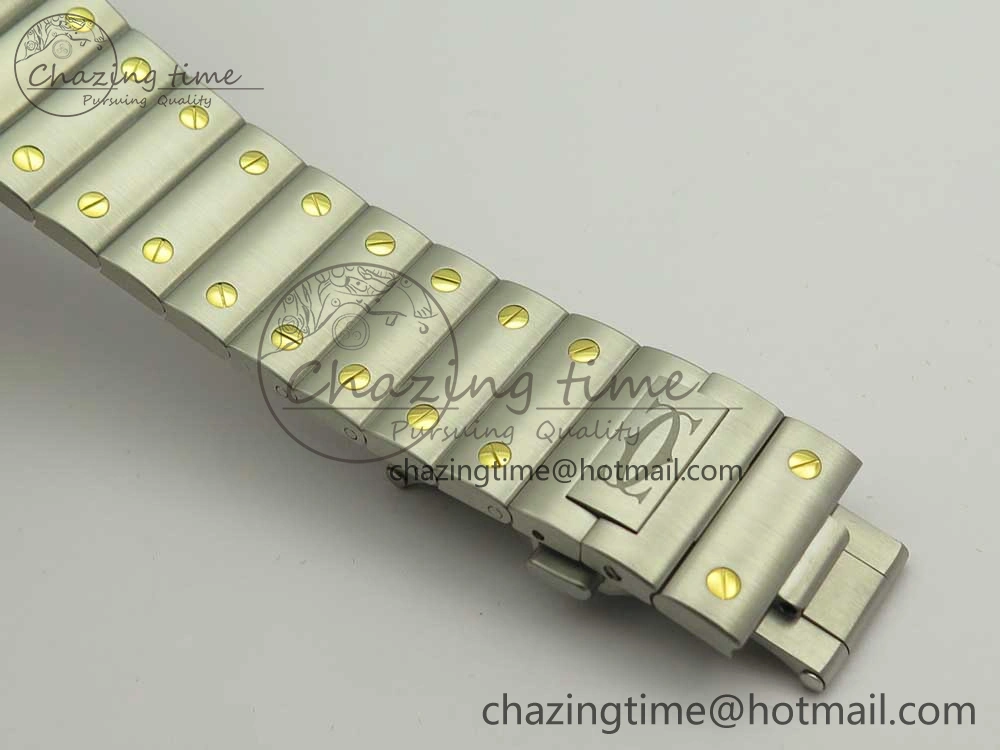 Santos de Cartier 40mm 2018 BVF 1:1 Best Edition YG Bezel White Dial on SS SmartLinks Bracelet MIYOTA 9015