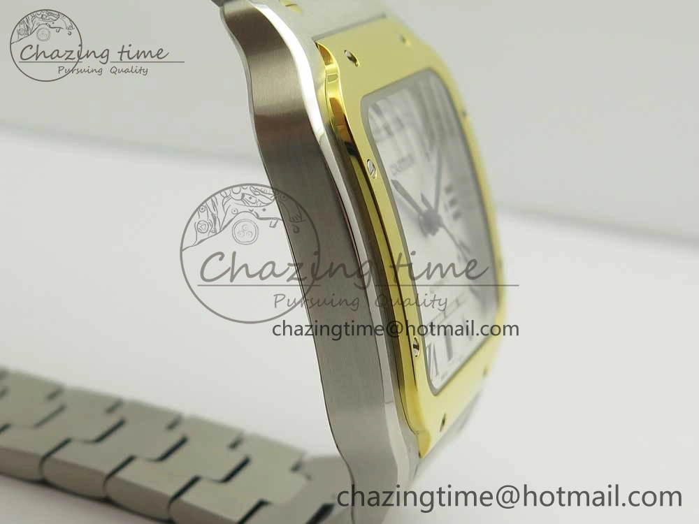 Santos de Cartier 40mm 2018 BVF 1:1 Best Edition YG Bezel White Dial on SS SmartLinks Bracelet MIYOTA 9015
