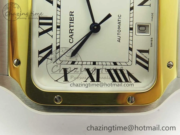 Santos de Cartier 40mm 2018 BVF 1:1 Best Edition YG Bezel White Dial on SS SmartLinks Bracelet MIYOTA 9015