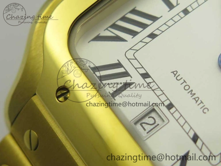 Santos de Cartier 40mm 2018 BVF 1:1 Best Edition YG White Dial on YG SmartLinks Bracelet MIYOTA 9015