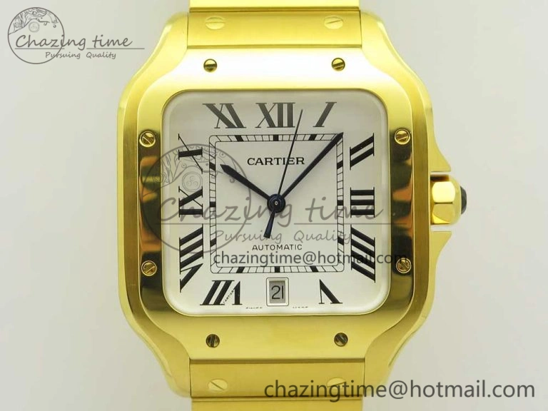 Santos de Cartier 40mm 2018 BVF 1:1 Best Edition YG White Dial on YG SmartLinks Bracelet MIYOTA 9015