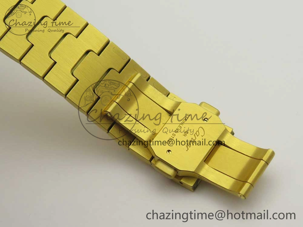 Santos de Cartier 40mm 2018 BVF 1:1 Best Edition YG White Dial on YG SmartLinks Bracelet MIYOTA 9015